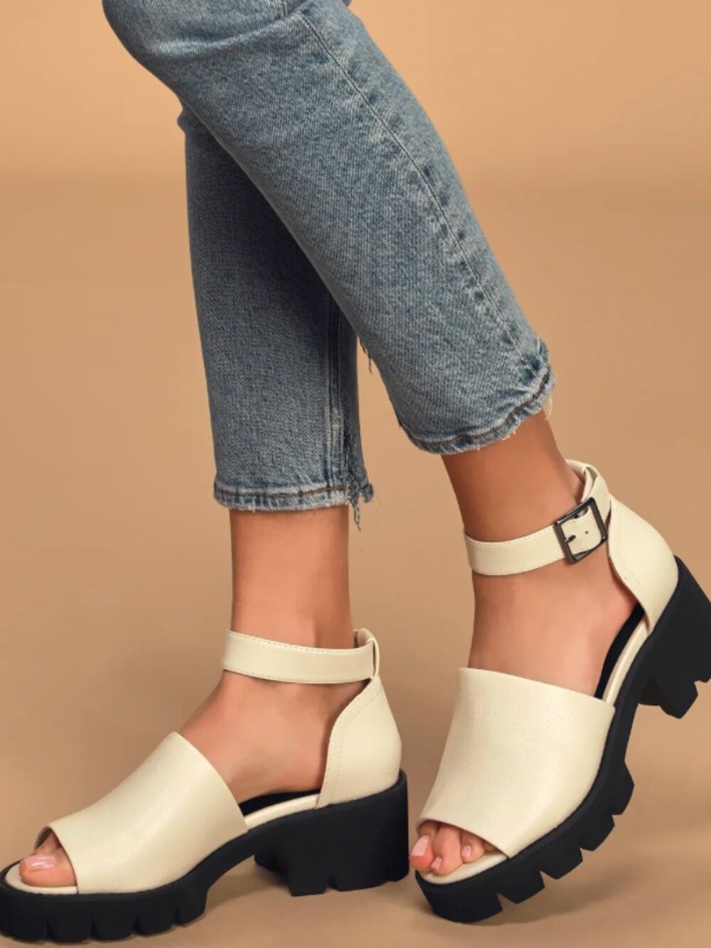 United Off White Platform Sandals